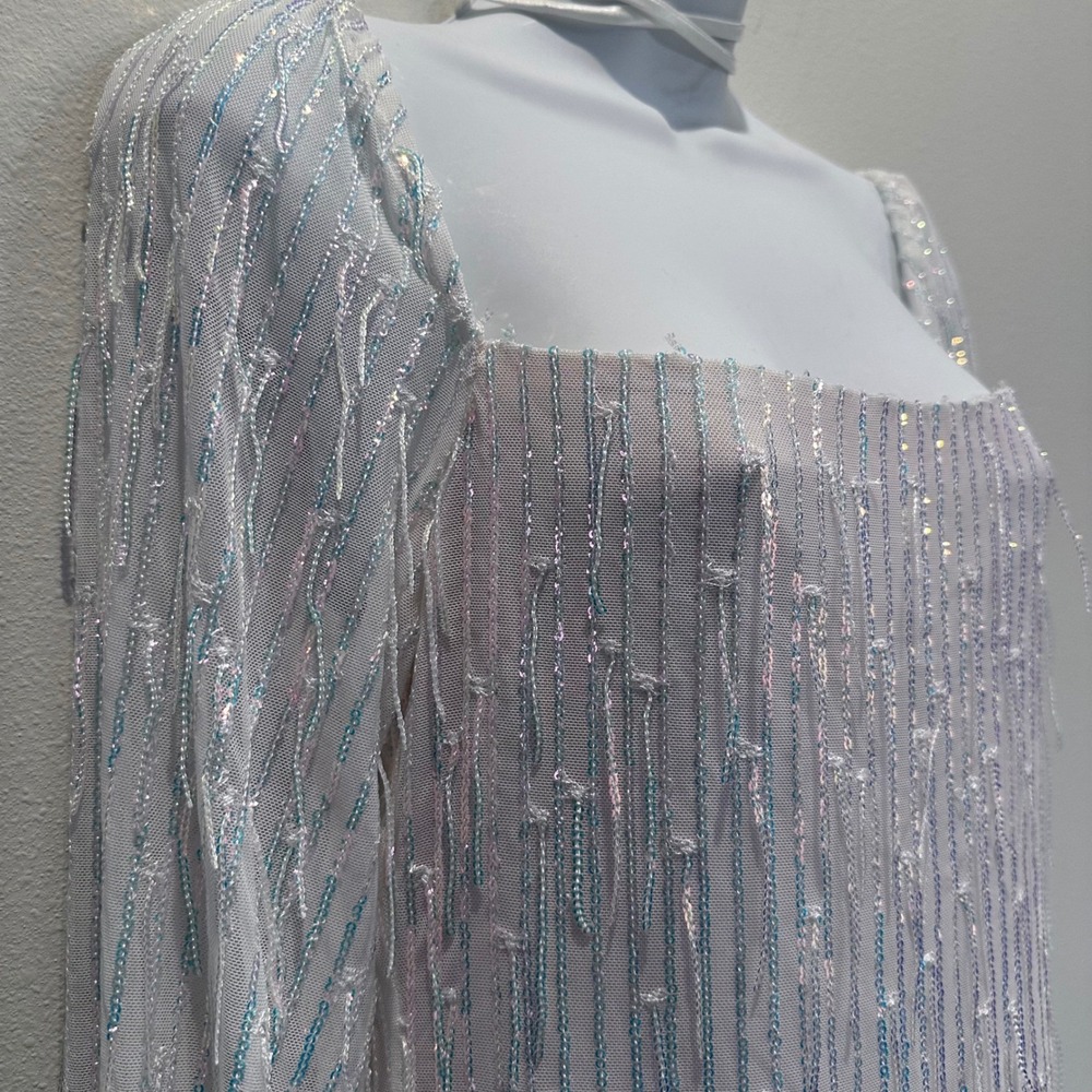 NWT Speechless Women Size 13 White Sequin Long Sleeve Mini Dress New Year Party - Picture 9 of 12